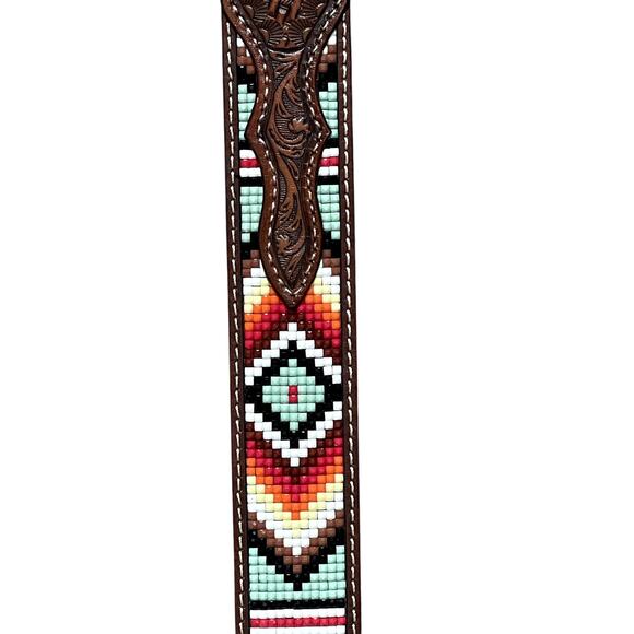 Ariat Genuine Leather & Beaded Western Belt Size 42 (NWT) - Picture 5 of 9